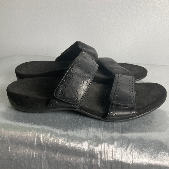 Vionic Black Adjustable Velcro Slide Sandals Sz 9 - Picture 3 of 11